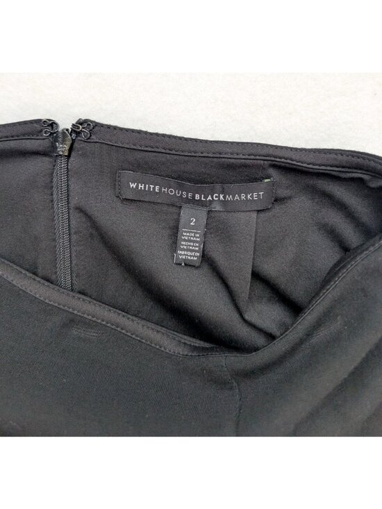 White House Black Market Women's Skirt Size 2 Black Stripe Stretch Knit Pencil - Picture 10 of 15